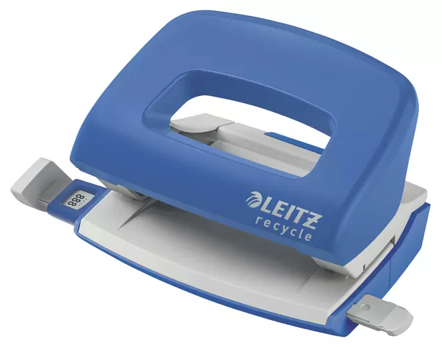 Een Perforator Leitz Nexxt Recycle mini 10 vel blauw koop je bij Van Leeuwen Boeken- en kantoorartikelen