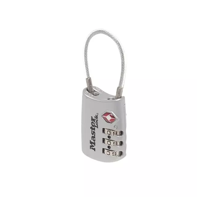 Een Hangslot Masterlock 3-cijfer combinatie TSA met kabel assorti in willekeurige kleur 30mm koop je bij KantoorProfi België BV