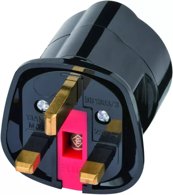 Een Reisstekker Brennenstuhl adapter GB/UK met aarding zwart koop je bij KantoorProfi België BV