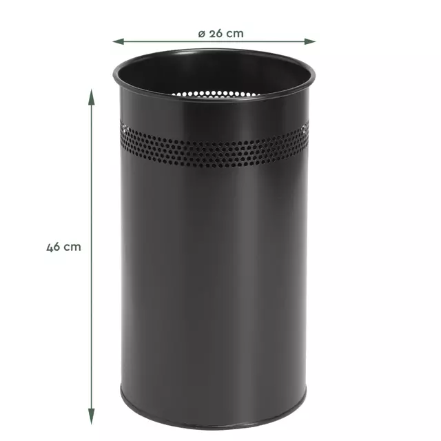 Een Papierbak BRASQ 21 liter rvs zwart koop je bij MV Kantoortechniek B.V.