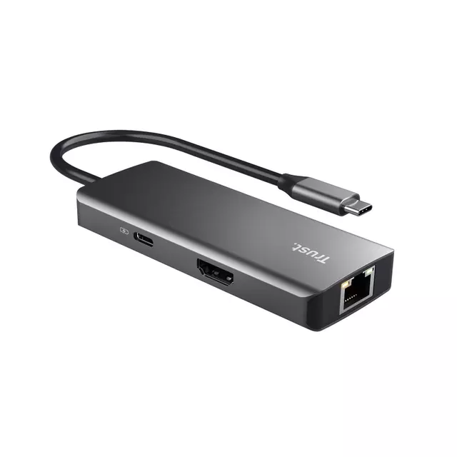Een Adapter Trust DALYX 6-in-1 USB-C multipoort grijs koop je bij EconOffice