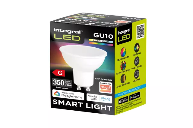 Een Ledlamp Integral GU10 2700-6500K Smart RGBW 4.9W 350lumen koop je bij Kantoorvakhandel van der Heijde