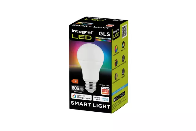 Een Ledlamp Integral E27 2700-6500K Smart RGBW 8.5W 806lumen koop je bij Kantoorvakhandel van der Heijde