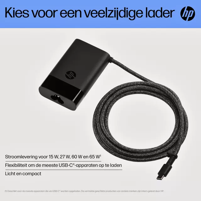 Een Laptop Charger HP 65W USB-C koop je bij KantoorProfi België BV