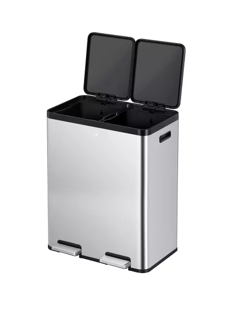 Een Afvalbak EKO Essential Recycler pedaalemmer 2x30liter RVS koop je bij Totaal Kantoor Goeree