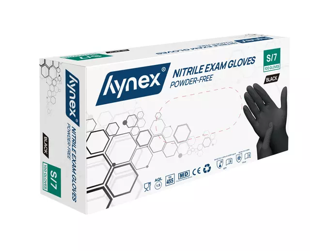 Een Handschoen Hynex S nitril zwart pak à 100 stuks koop je bij Goedkope Kantoorbenodigdheden