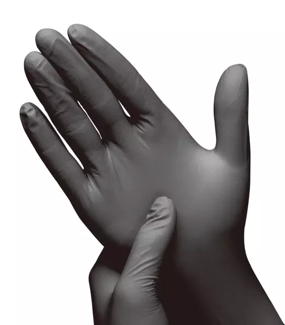 Een Handschoen Hynex S nitril zwart pak à 100 stuks koop je bij Goedkope Kantoorbenodigdheden