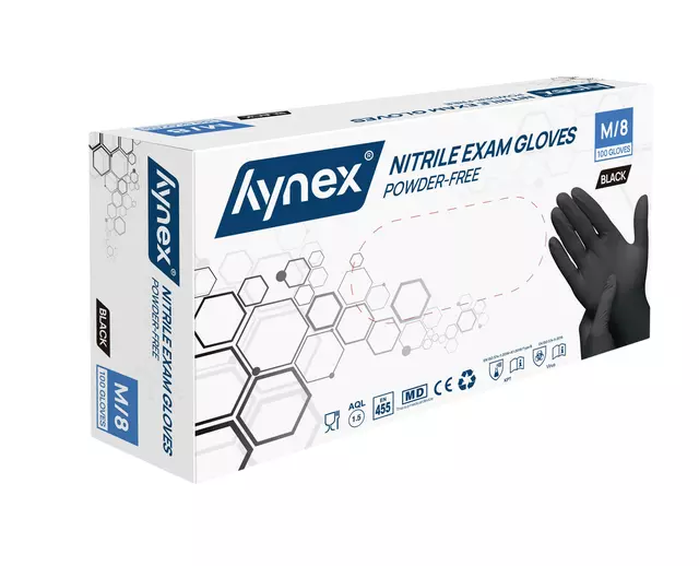 Een Handschoen Hynex M nitril zwart pak à 100 stuks koop je bij Goedkope Kantoorbenodigdheden