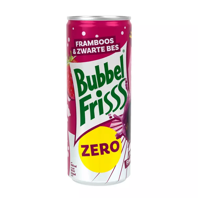 Buy your Fruitdrank DubbelFrisss framboos zwarte bes zero blik 250ml at QuickOffice BV