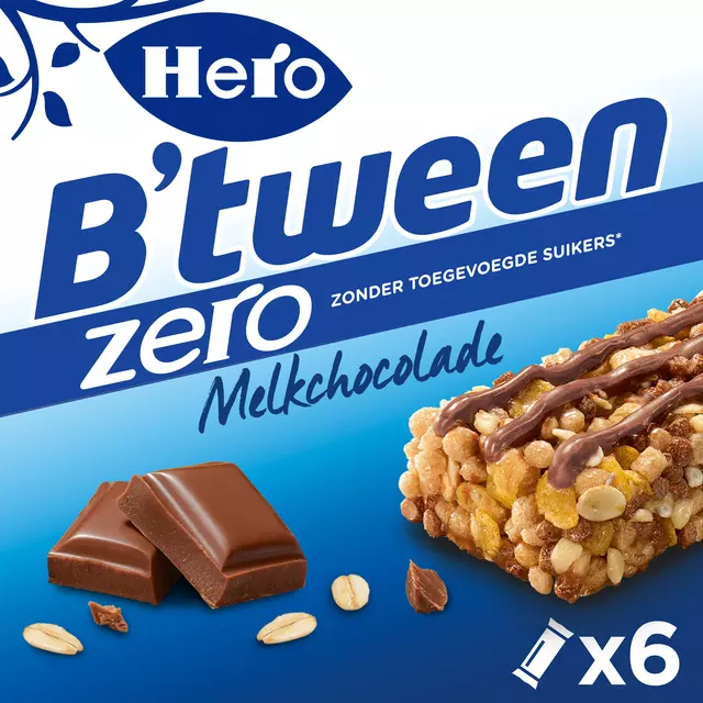 Een Tussendoortje Hero B'tween melkchocolade zero 6pack reep 20gr koop je bij Totaal Kantoor Goeree