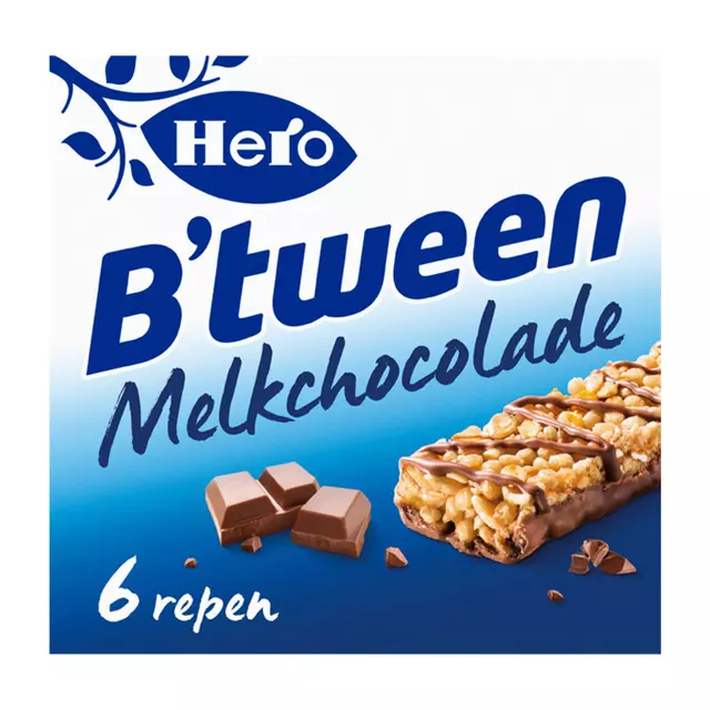 Een Tussendoortje Hero B'tween melkchocolade 6pack reep 25gr koop je bij KantoorProfi België BV