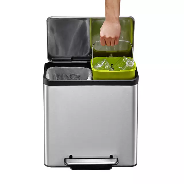 Een Poubelle à pédale EKO EcoCasa Recycler 15+15L Inox koop je bij QuickOffice BV