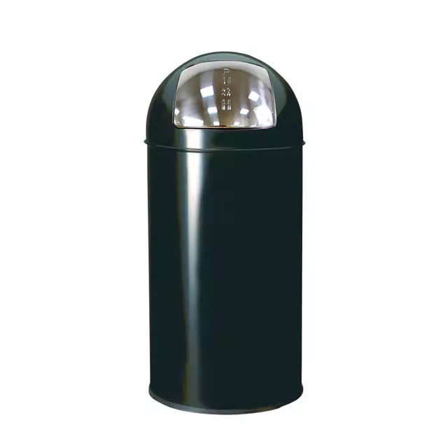 Een Afvalbak BRASQ Push Bin rond 40 liter zwart koop je bij Totaal Kantoor Goeree