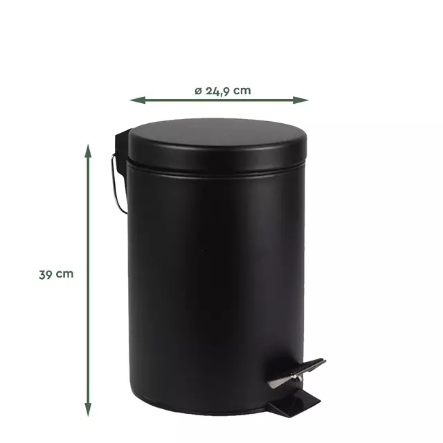 Een Afvalbak BRASQ pedaalemmer 12 liter zwart koop je bij KantoorProfi België BV