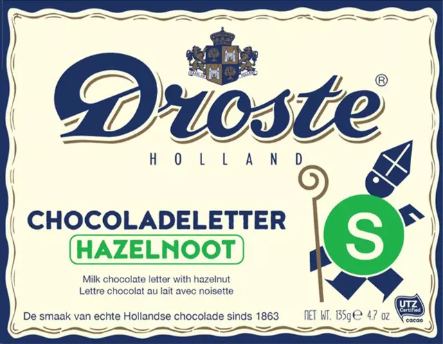 Een Chocoladeletter Droste "S" melk hazelnoot 135gr koop je bij The Cartridge Company