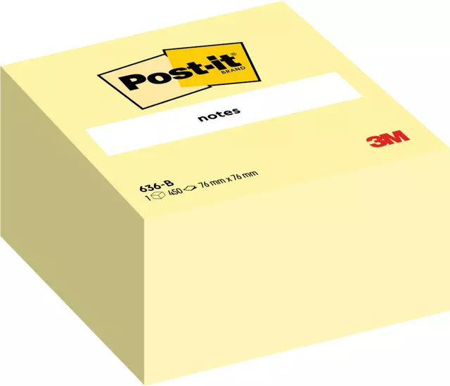 Een Memoblok 3M Post-it 636 76x76mm kubus geel koop je bij Van Leeuwen Boeken- en kantoorartikelen