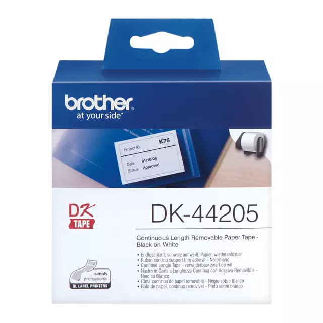 Een Etiket Brother DK-44205 62mm thermisch 30 meter wit papier koop je bij Van Hoye Kantoor BV