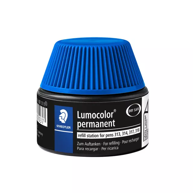 Een Viltstiftvulling Staedtler Lumocolor permanent 15ml blauw koop je bij EconOffice