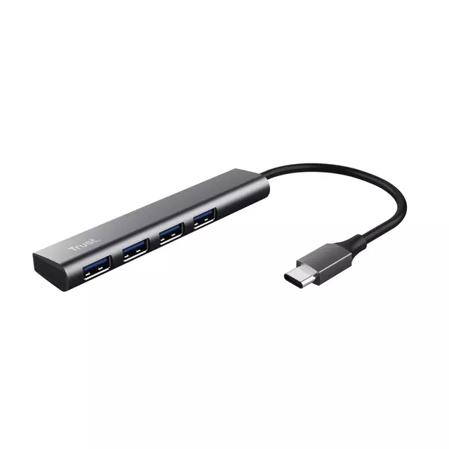 Een Hub Trust Halyx 4-port USB-C zilver koop je bij Totaal Kantoor Goeree
