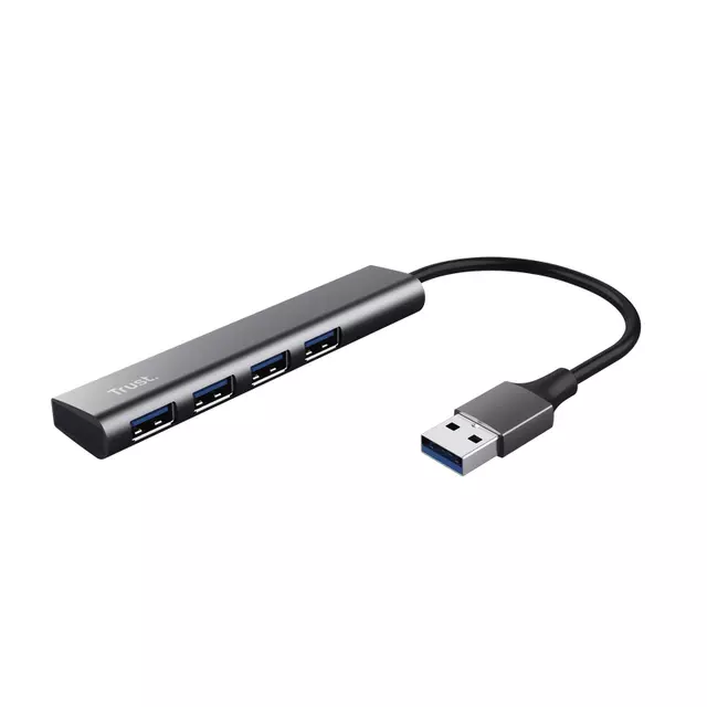 Een Hub Trust Halyx 4-port USB-A zilver koop je bij Goedkope Kantoorbenodigdheden