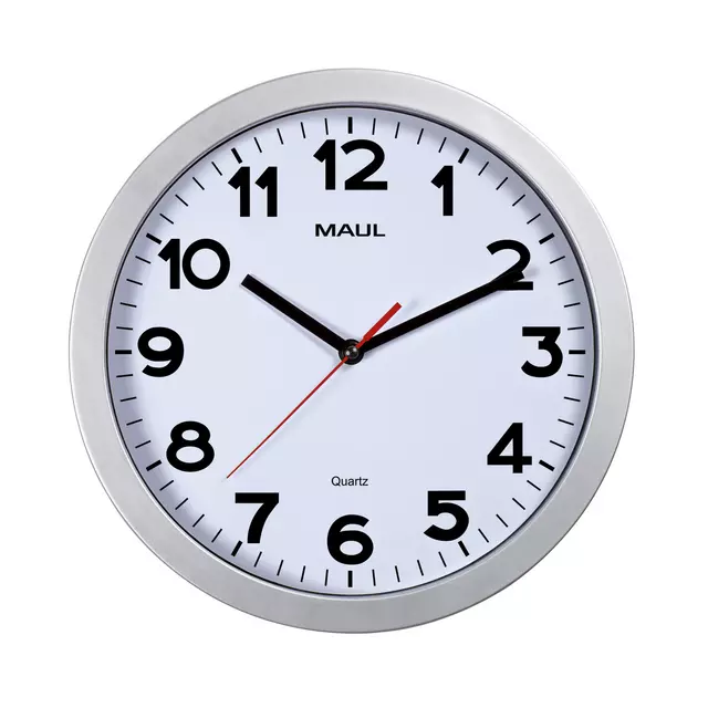 Buy your Wandklok MAUL Step Quartz Ø30x5cm kunststof zilver/wit stildraaiend at QuickOffice BV