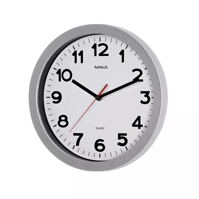 Buy your Wandklok MAUL Step Quartz Ø30x5cm kunststof zilver/wit stildraaiend at QuickOffice BV