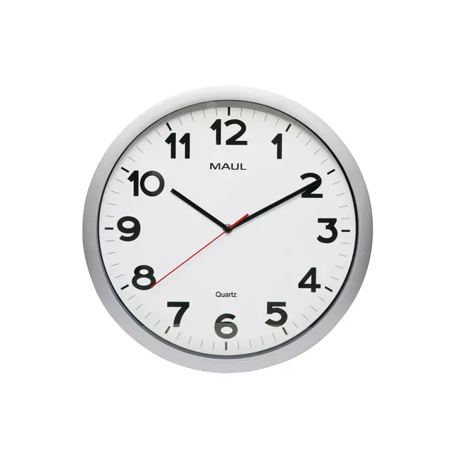 Buy your Wandklok MAUL Step Quartz Ø40x5cm kunststof zilver/wit stildraaiend at QuickOffice BV