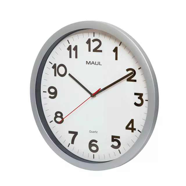 Een Horloge murale MAULstep Quartz Ø40x5cm plastique Argent/blanc silencieuse koop je bij QuickOffice BV