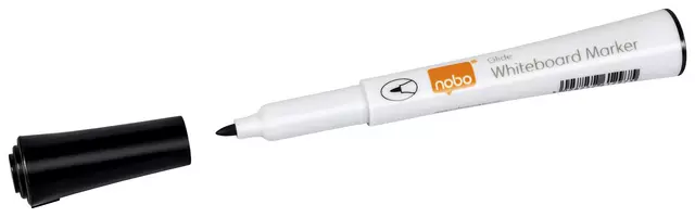 Een Viltstift Nobo whiteboard Glide fijn zwart 1mm 4stuks koop je bij Van Hoye Kantoor BV