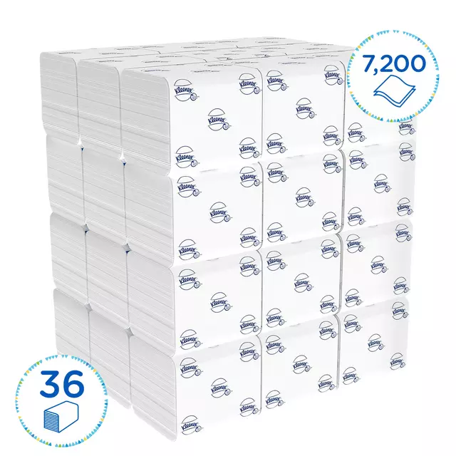 Een Toiletpapier Kleenex gevouwen tissues 2 laags 36x200stuks wit 8408 koop je bij KantoorProfi België BV