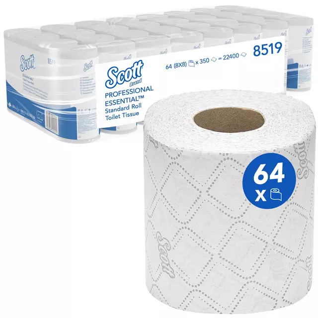 Een Toiletpapier Scott Essential 2-laags 350 vel wit 8519 koop je bij Totaal Kantoor Goeree