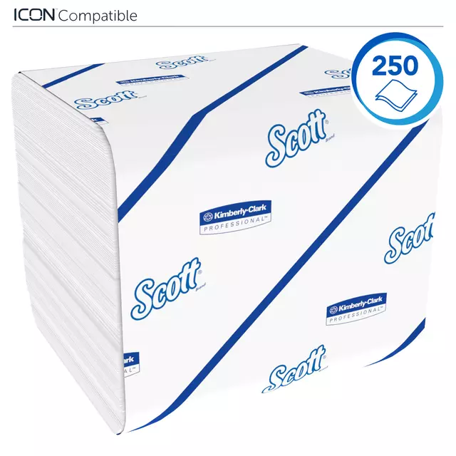 Een Toiletpapier Scott gevouwen tissue 2-laags 36x250stuks wit 8508 koop je bij KantoorProfi België BV