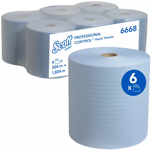 Een Handdoekrol Scott 1-laags 304m blauw 6668 koop je bij EconOffice