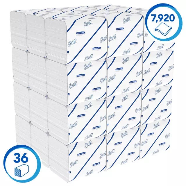 Een Toiletpapier Scott Control gevouwen 2-laags 36x220vel wit 8509 koop je bij Tonerinktshop