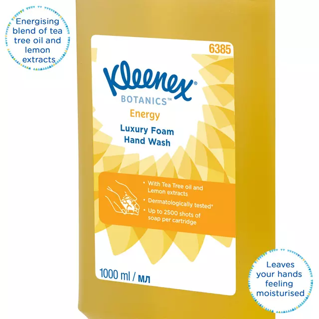 Een Handzeep Kleenex Botanics foam geel 1000ml 6385 koop je bij Totaal Kantoor Goeree