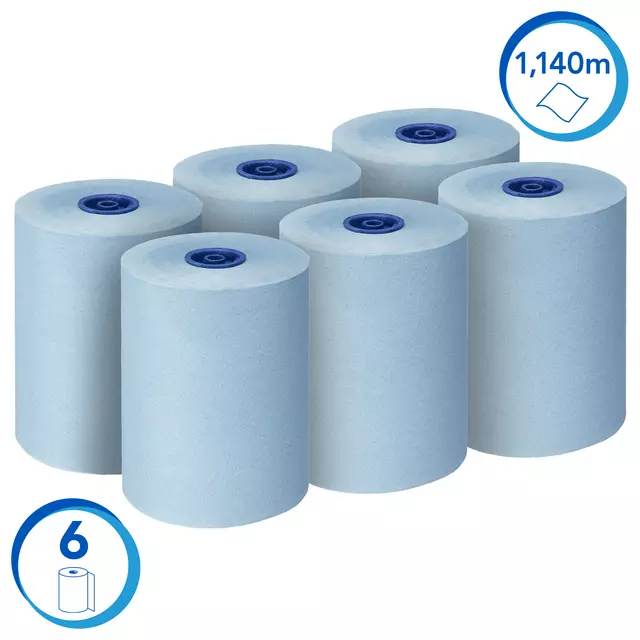 Een Handdoekrol Scott Essential Slimroll 1-laags 190m blauw 6696 koop je bij NiceSupplies.nl