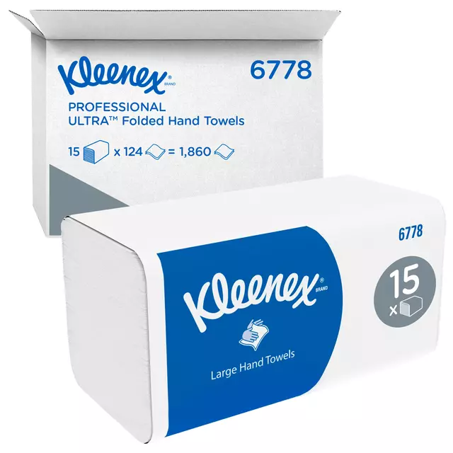Een Handdoek Kleenex i-vouw 2-laags 21.5x31.8cm 15x124stuks wit 6778 koop je bij L&N Partners voor Partners B.V.