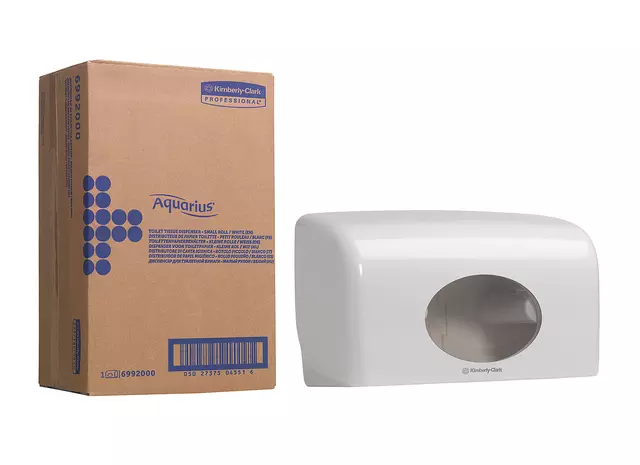 Een Toiletpapierdispenser Aquarius duo voor kleine rollen wit 6992 koop je bij MV Kantoortechniek B.V.