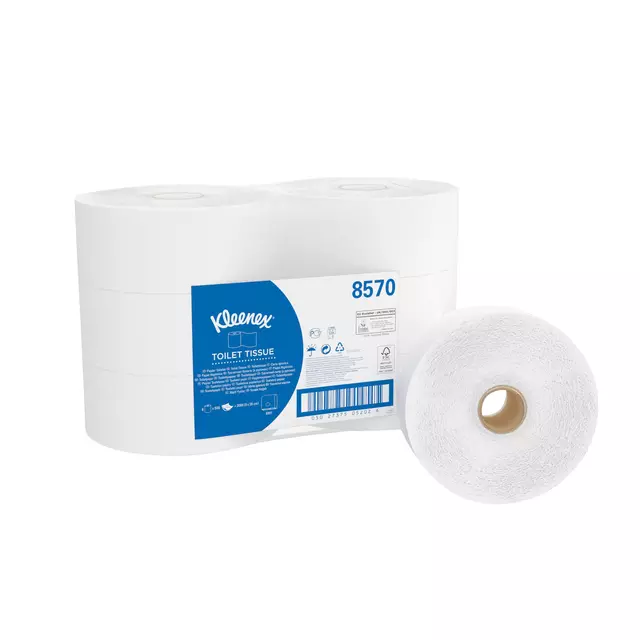 Een Toiletpapier Kleenex jumbo 2-laags 200m wit 8570 koop je bij MV Kantoortechniek B.V.