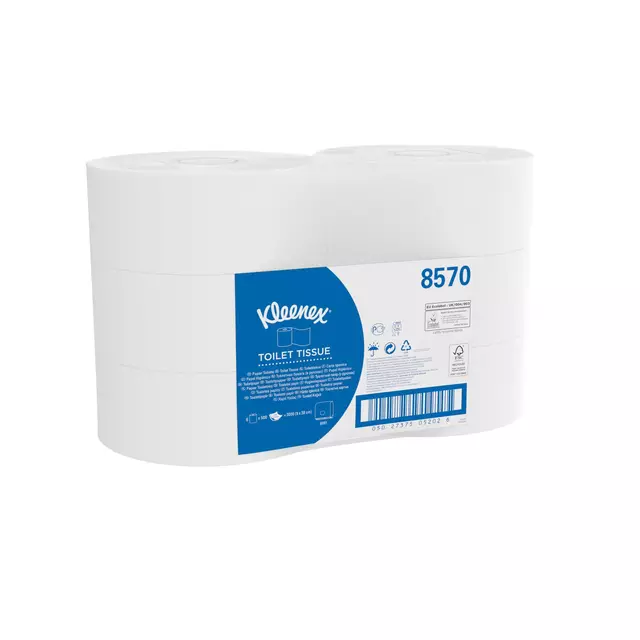 Een Toiletpapier Kleenex jumbo 2-laags 200m wit 8570 koop je bij MV Kantoortechniek B.V.