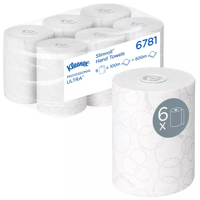 Een Handdoekrol Kleenex Ultra Slimroll 2-laags 100m wit 6781 koop je bij KantoorProfi België BV