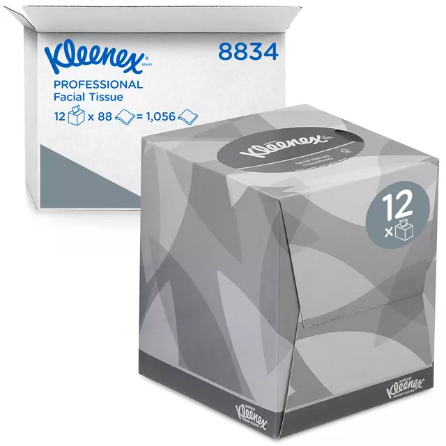 Een Facial tissues Kleenex 2-laags kubus 12x88stuks wit 8834 koop je bij Totaal Kantoor Goeree