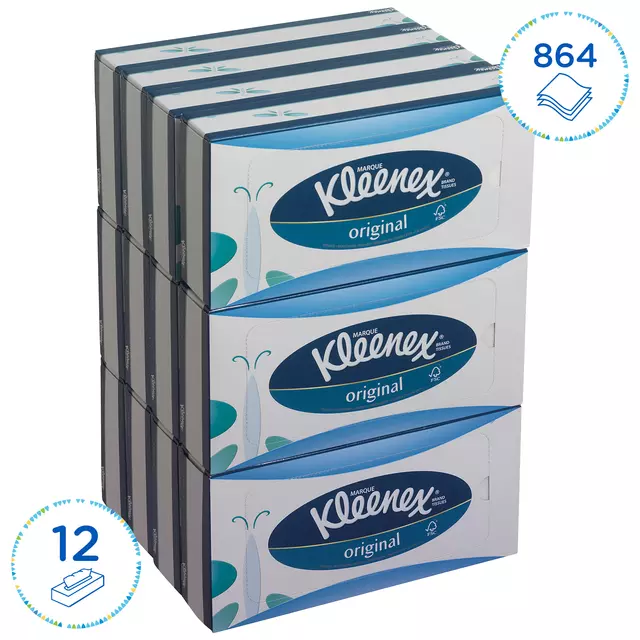 Een Facial tissues Kleenex 3-laags standaard 12x72stuks wit 8824 koop je bij Van Leeuwen Boeken- en kantoorartikelen