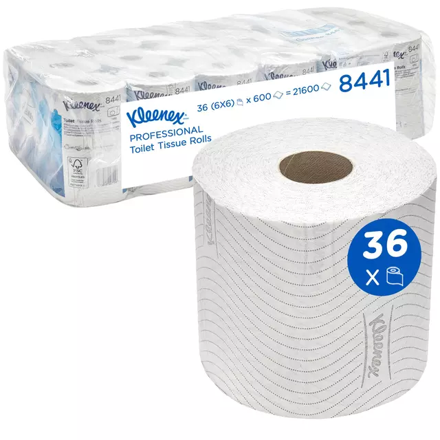 Een Toiletpapier Kleenex 2-laags 600vel wit 8441 koop je bij Totaal Kantoor Goeree