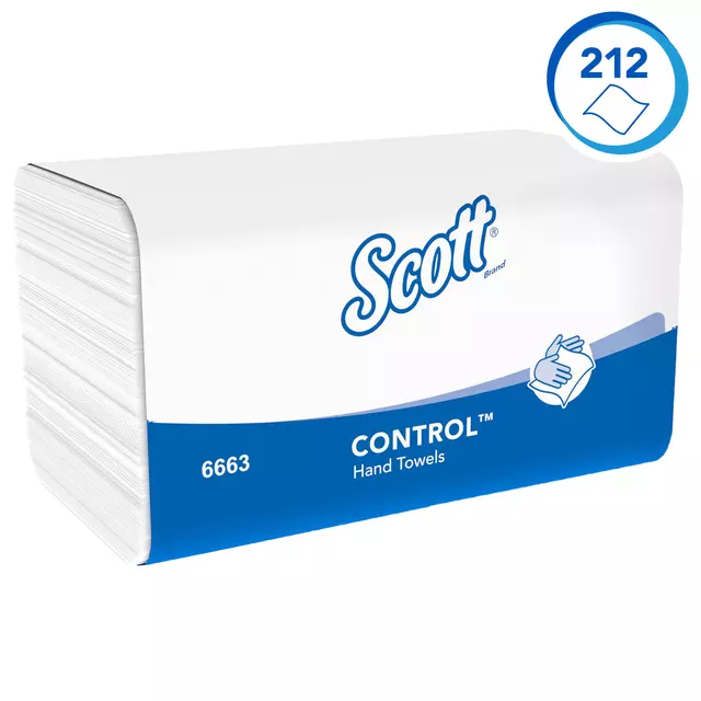 Een Handdoek Scott i-vouw 1-laags 21.5x31.5cm wit 15x212stuks 6663 koop je bij KantoorProfi België BV