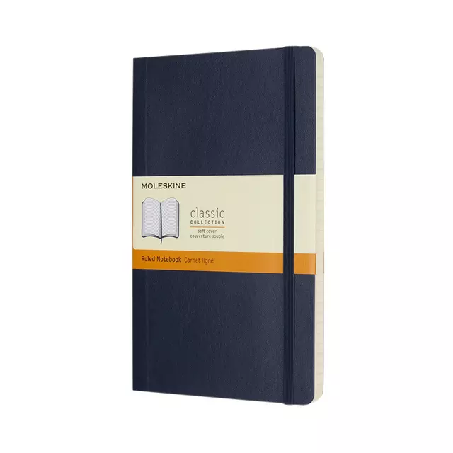 Een Notitieboek Moleskine large 130x210mm lijn soft cover sapphire blue koop je bij KantoorProfi België BV