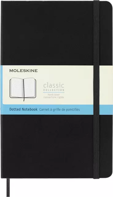 Een Notitieboek Moleskine large 130x210mm dots hard cover zwart koop je bij Van Leeuwen Boeken- en kantoorartikelen