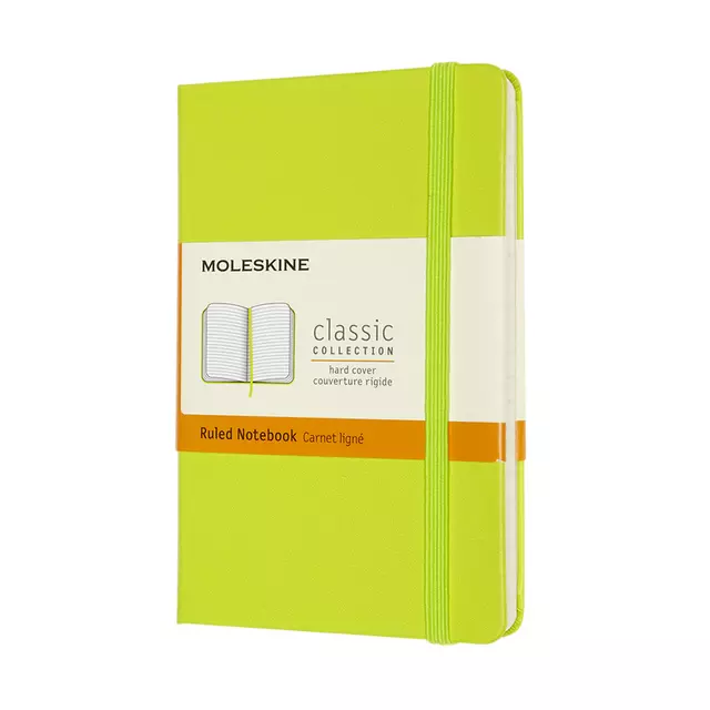 Notitieboek Moleskine pocket 90x140mm lijn hard cover lemon green