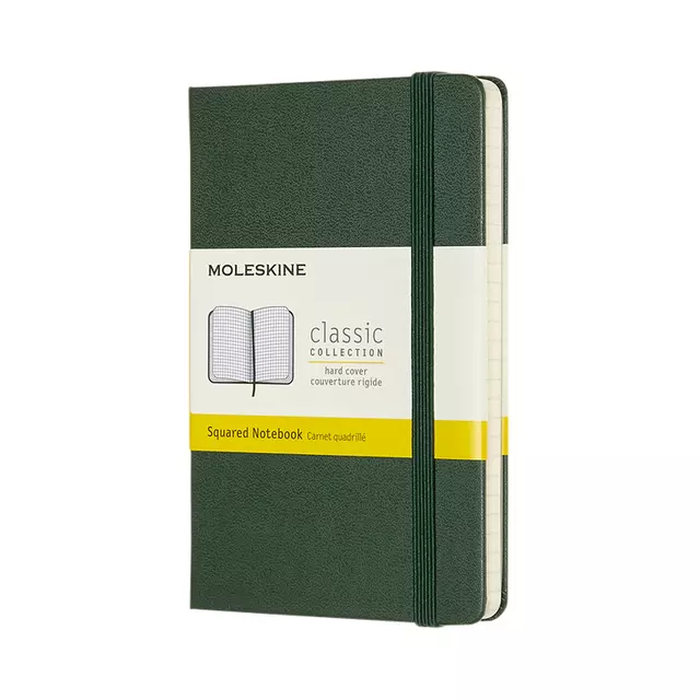 Notitieboek Moleskine pocket 90x140mm ruit 5x5mm hard cover myrtle green