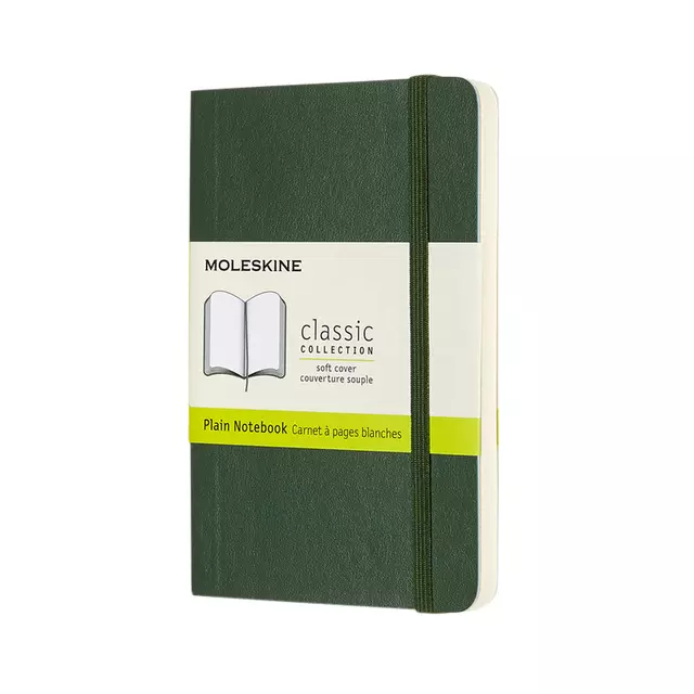 Een Notitieboek Moleskine pocket 90x140mm blanco soft cover myrtle green koop je bij EconOffice